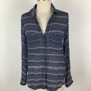 Cloth & Stone Blue  Dotted Long Sleeve  Button Down  Top Shirt XS